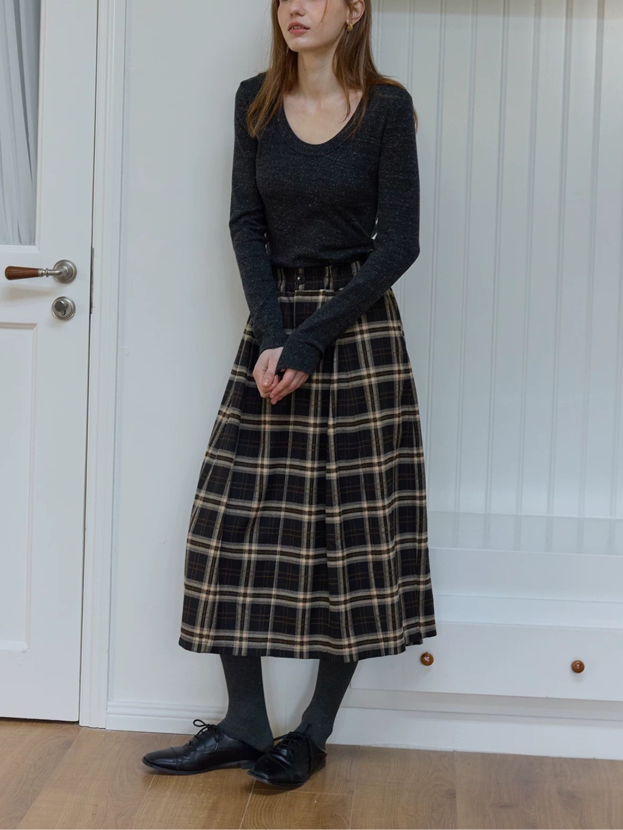 Bourgeon Vintage Check Tucked Skirt F0821