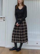 Bourgeon Vintage Check Tucked Skirt F0821
