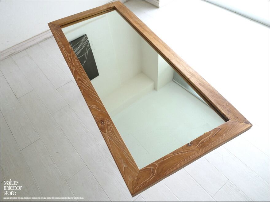 オールドチーク総無垢 ミラー140cm L/33 姿見 鏡 全身鏡 全身用 大型