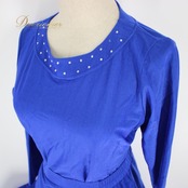 社交ダンス 衣装 上下セット ツーピース レッスンウェア パーティ衣装 オールシーズン U:NA ユーナ 青 ブルー系 無地 シンプル 長袖 ラインストーン付き 伸縮性 ファスナー仕様 レディース 洗濯可 吸水速乾 デイリーウェア スポーツウェア おしゃれ おすすめ社交ダンス衣装 通販