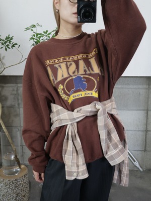 <vintage>”ALASKA” brown sweat
