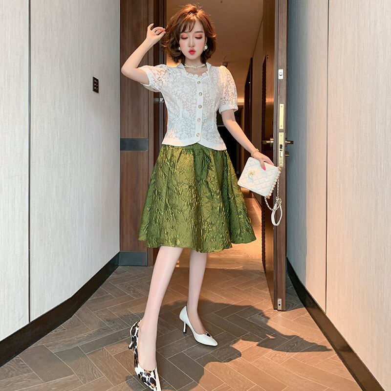 ジャカードプリーツハイウェストスカート ふわふわ MIUCO17468137564