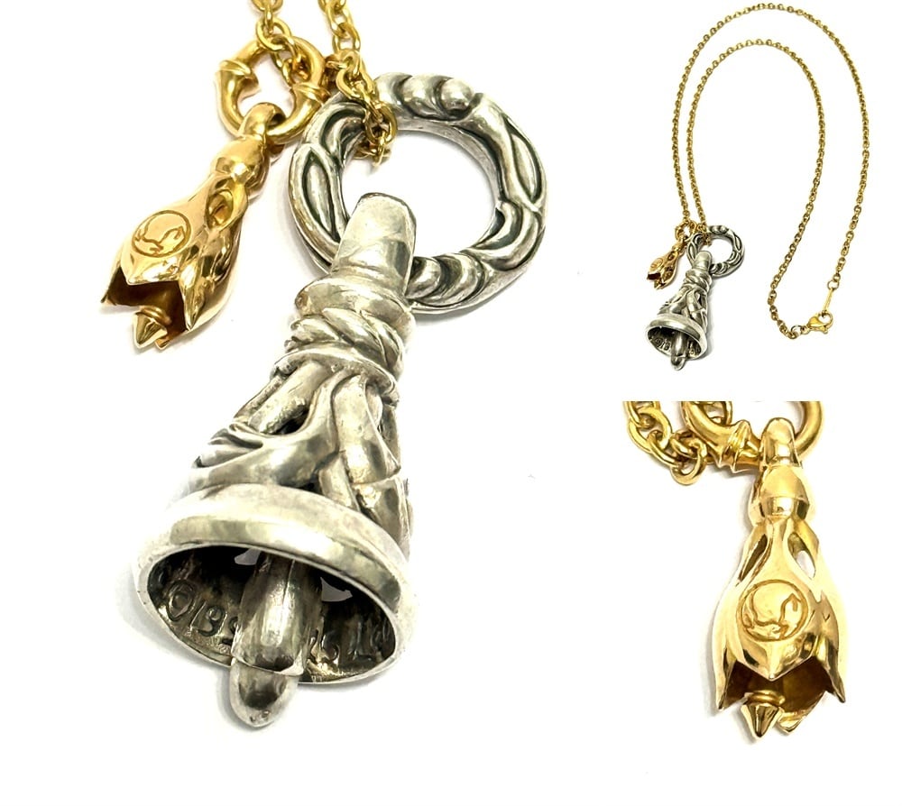 LONE ONES ロンワンズ Leonard Kamhout レナードカムホート K18 YG ティアベル クレーンベル ペンダント ネックレス セット 重ね ゴールド 925