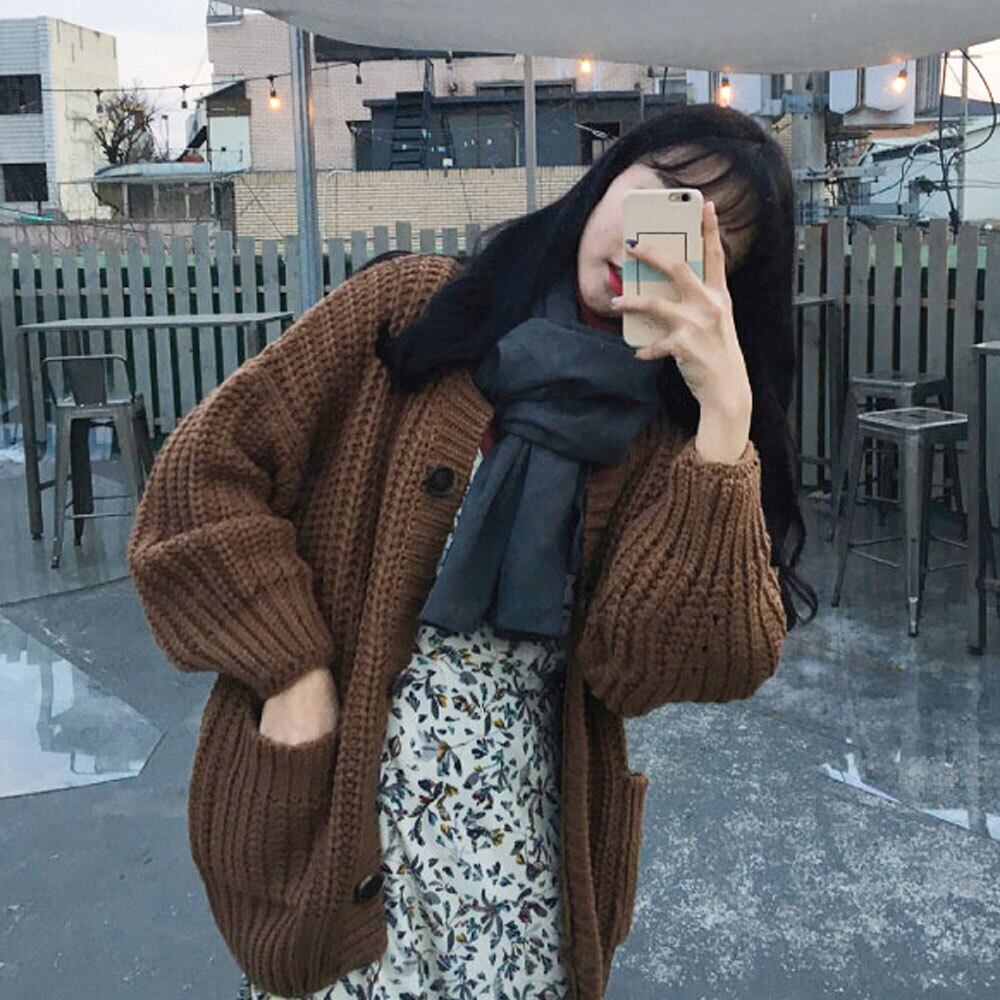 セーターレディース2020年初秋新作カレッジスタイルスタイルルーズ&シンミドル丈bf厚手ニットカーディガンジャケット クレセントシティ87911472687