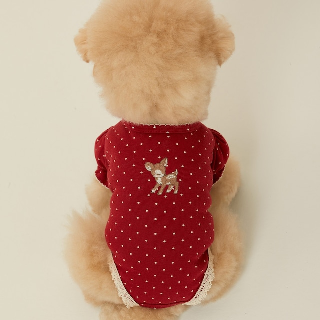 【予約】[thesallyslaw] Chloe puff romper (Wine dot)