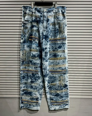 【XVINTAGE】"LOT29" Bleach × Paint Loose Baggy Denim Pants