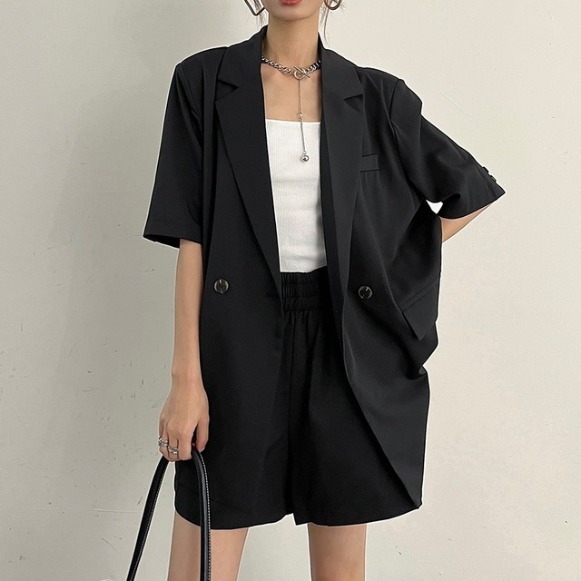 Tailored collar short sleeve jacket　V2436