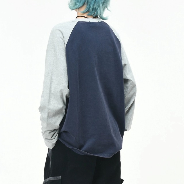 クラックレターグラフィックラグランルーズフォルムTシャツ 2col R02573