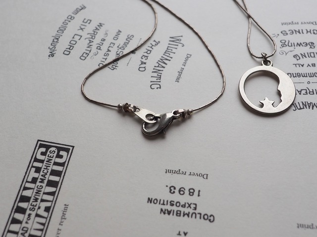 Vintage USA Silver Moon Pendant Necklace