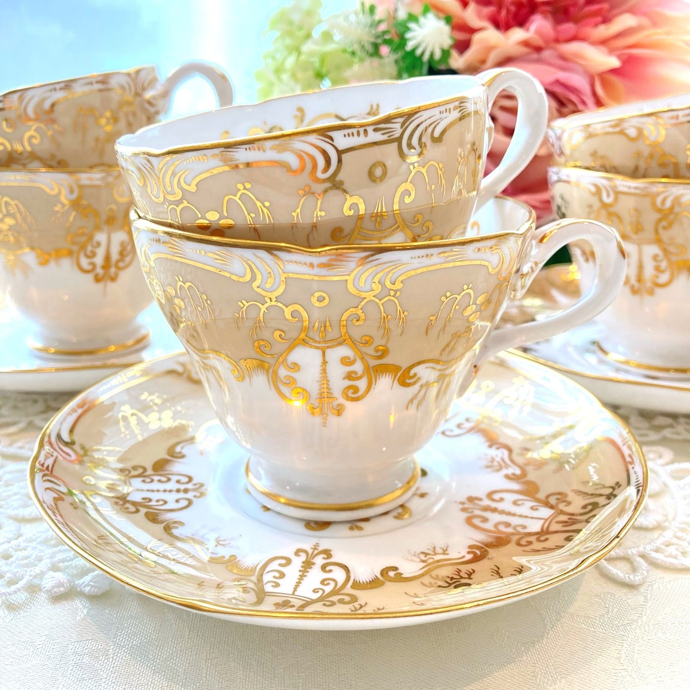 純銀シルバーティーセット リボン薔薇ローズガーランド