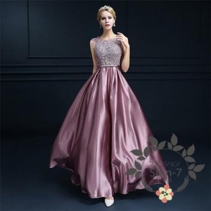 ★送料無料★11号（L)☆レース切替バックリボンロングドレス(OPN3534)