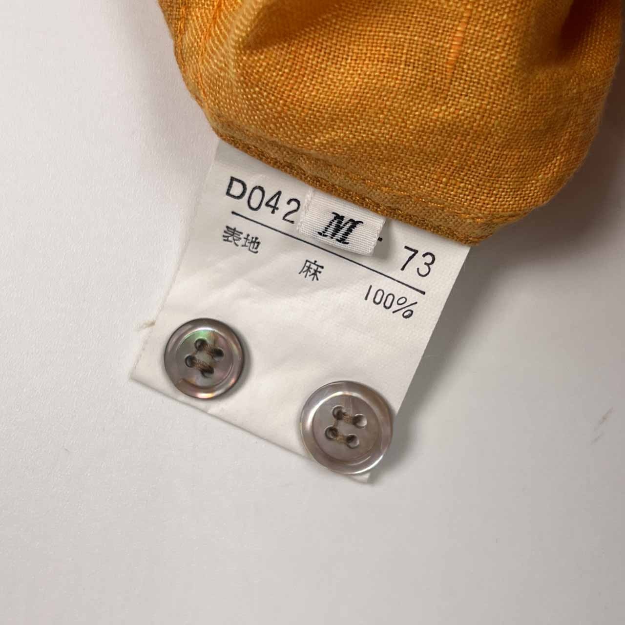 リネン100% Papas パパス ストライプ 半袖 オープンカラーシャツ M/イエロー系 メンズ アロハシャツ