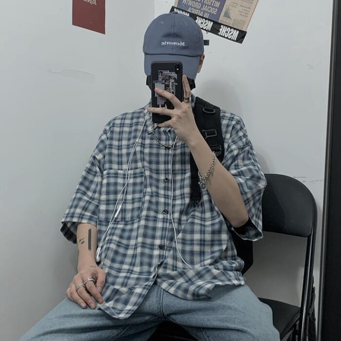 サマールーズシャツ スタンダード格子柄レディース レトロ 夏物 ケッペル76302342102