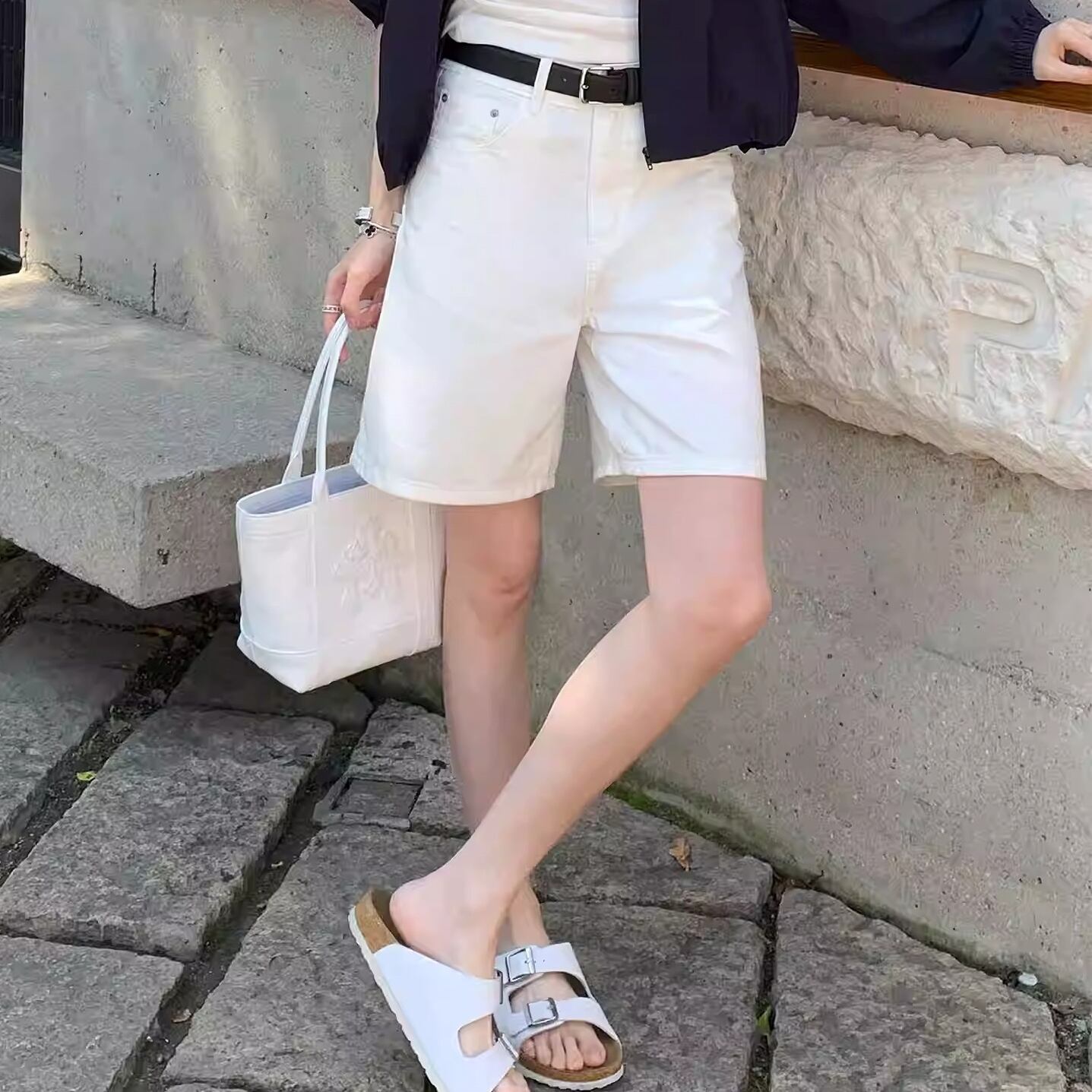 ストレート ハーフ丈 ハーパン ショートパンツ 1color APA0102