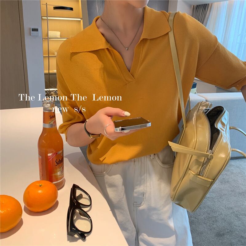 カラーソリッド プルオーバー 半袖スリーブTシャツ トップス レディース ショート ハーフスリーブ ソリッドカラー ビッグFスモールZ韓国31383811049