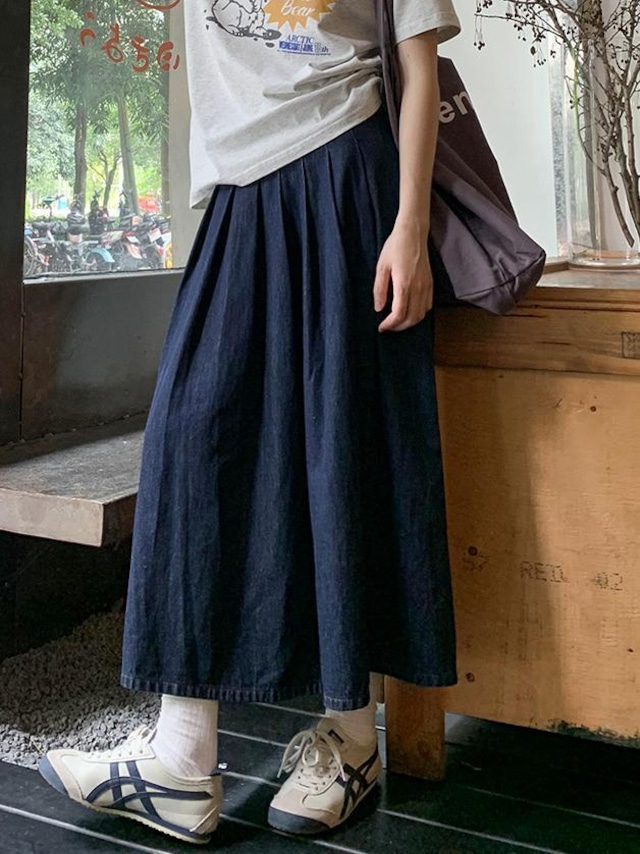 High waist denim pleats skirt（ハイウエストデニムプリーツスカート）c-480