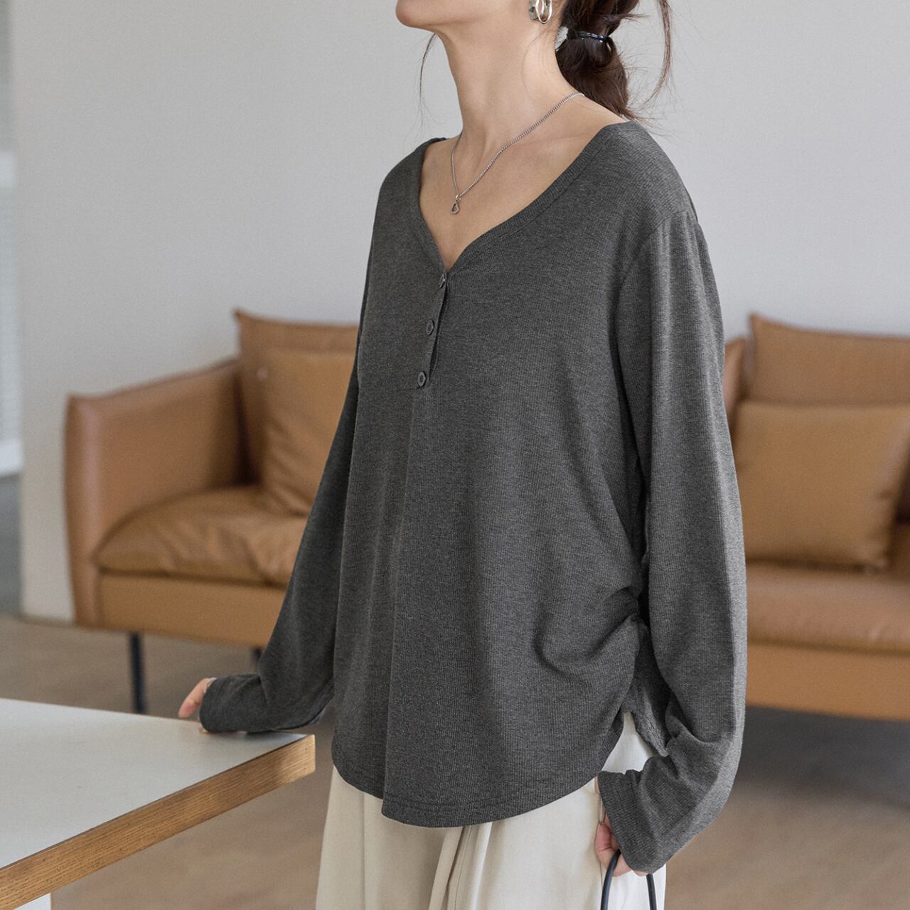 リラクシーVネックヘンリーオーバーカットソー(3color) 3565 | Porter