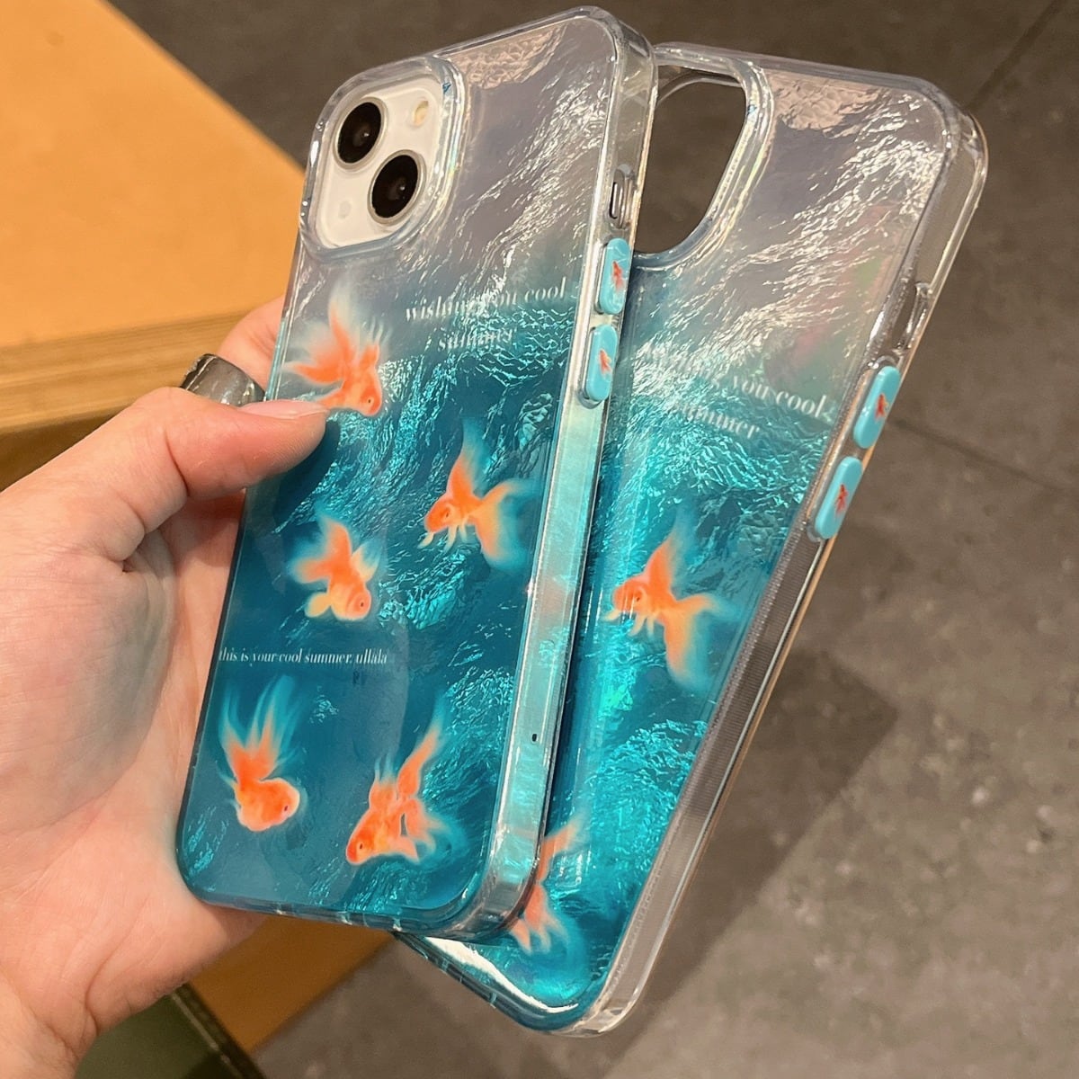 美しすぎる金魚たち◎輝くオーロラ シルバー×ブルー 泳ぐ おさかな