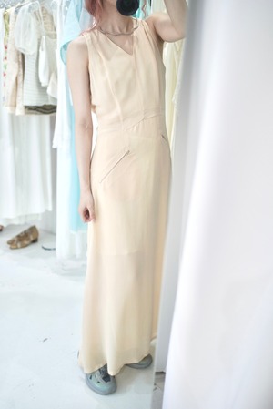 pink beige long dress