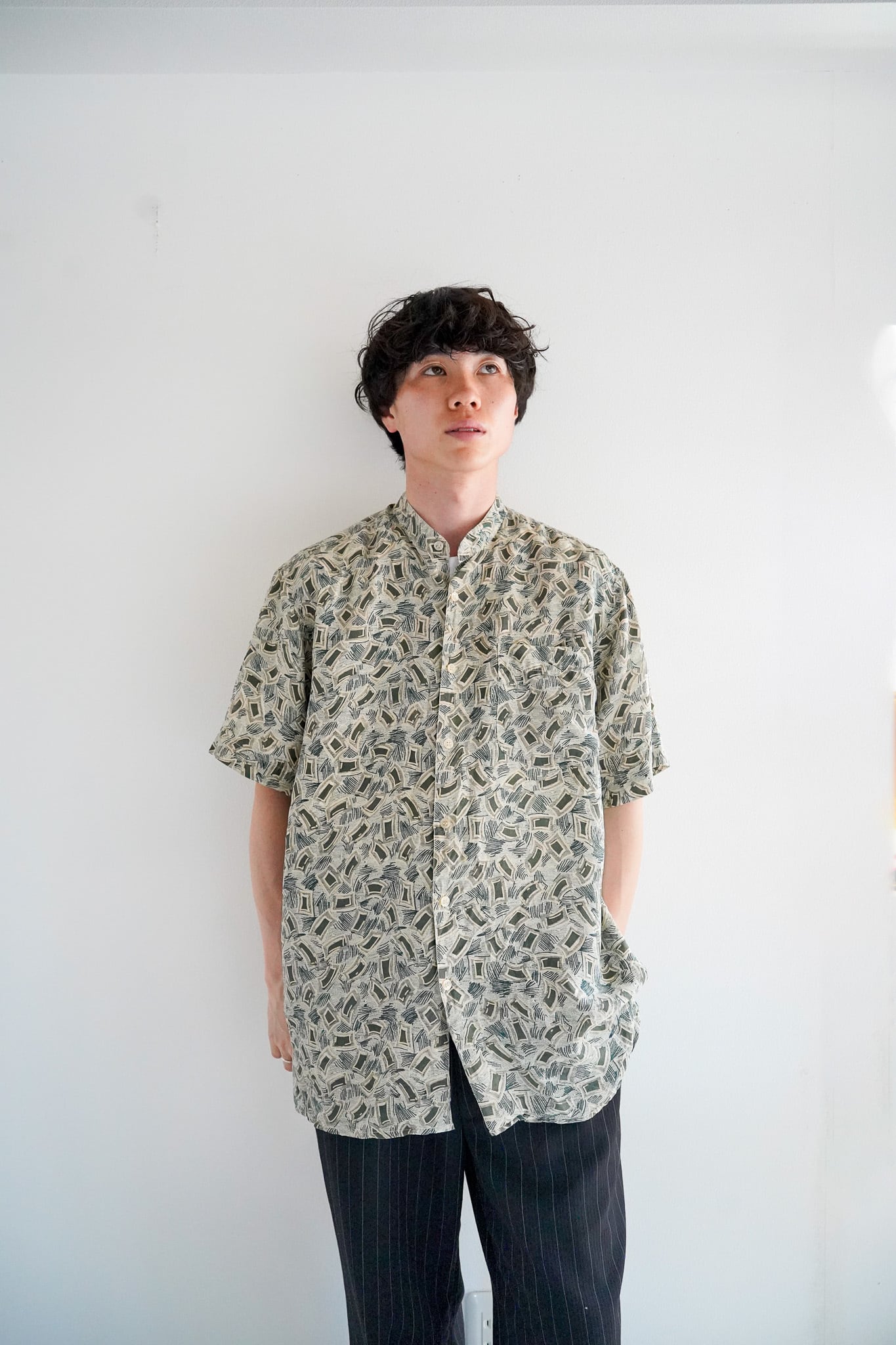 【1990s】"Personal Choice" Silk 100% Geometric Pattern Shirts / 6-195