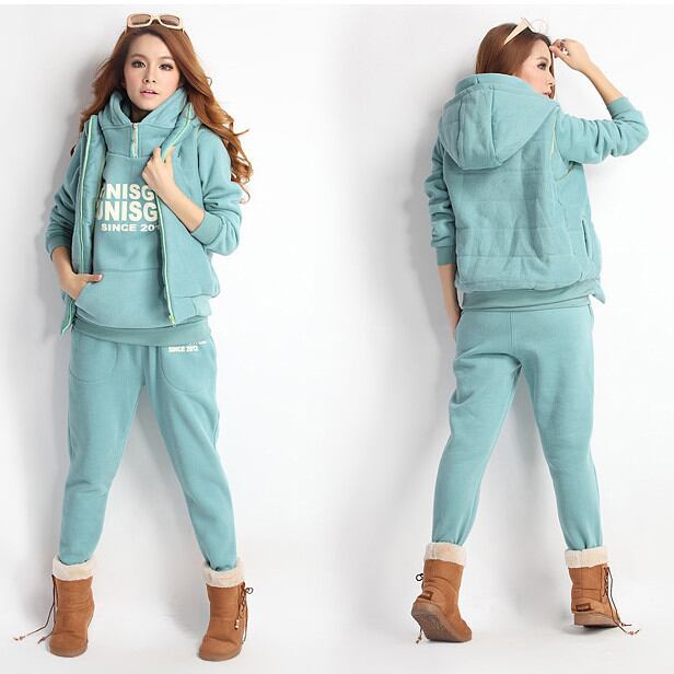 スウェット 上下３点セット 裏起毛 防寒 セットアップ レディース ジャージ グリーン 緑