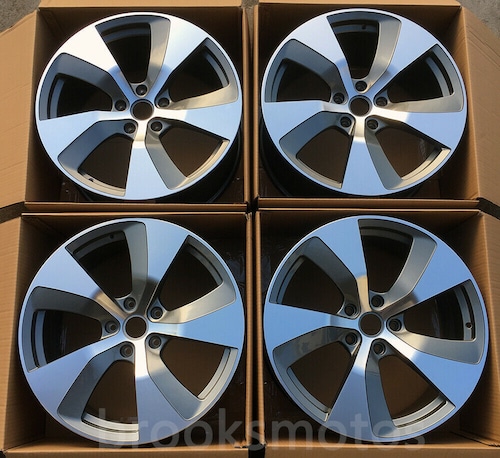 22インチ 5 スポーク ホイールセット 2016+ アウディ Q7 5X112 66.56 ブラック -BRN-1179‐3★