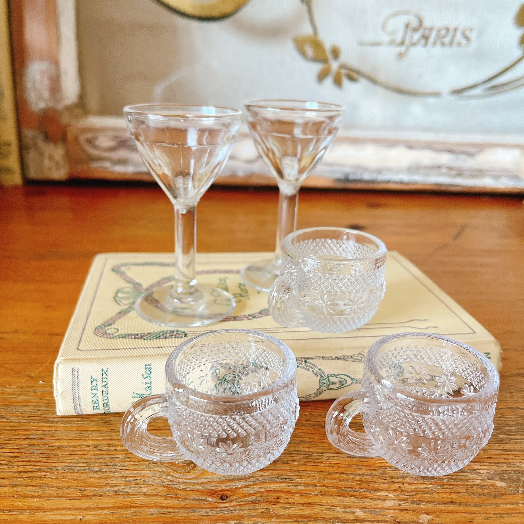 フランスアンティーク ガラスの器 3点セット（ボンボニエール、デイネット） フランスアンティーク ガラスの器 3点セット（ボンボニエール、デイ