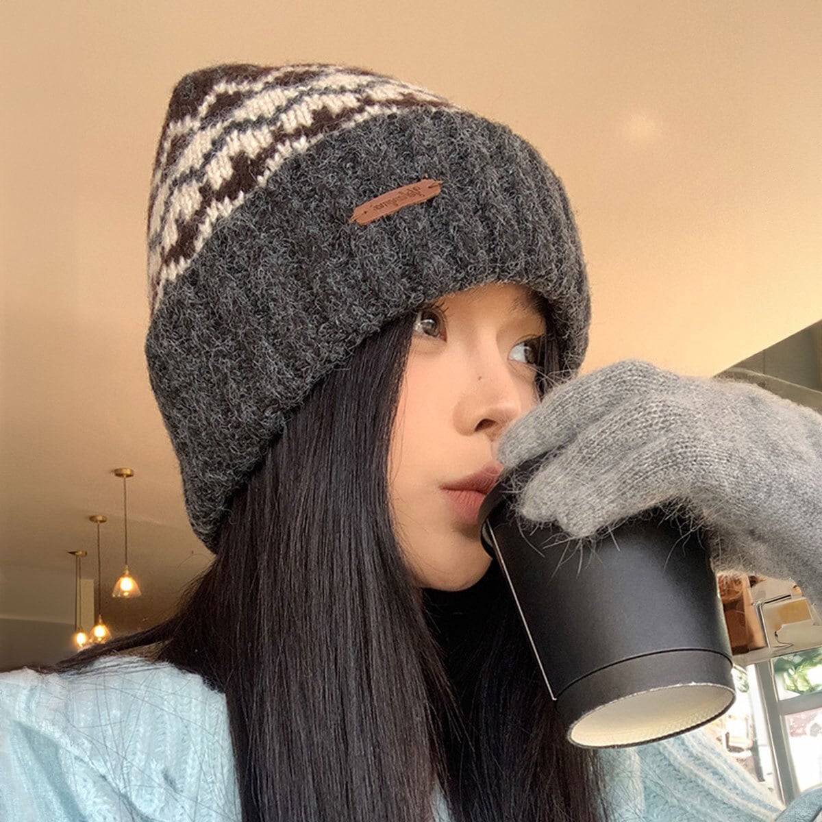 フェアアイル柄 ニット帽 レディース メンズ 帽子 秋冬 韓国 防寒 保温 暖かい 大人 かわいい 北欧風 きれいめ おしゃれ スキー スノボ アウトドア カジュアル 大人可愛い 大人女子