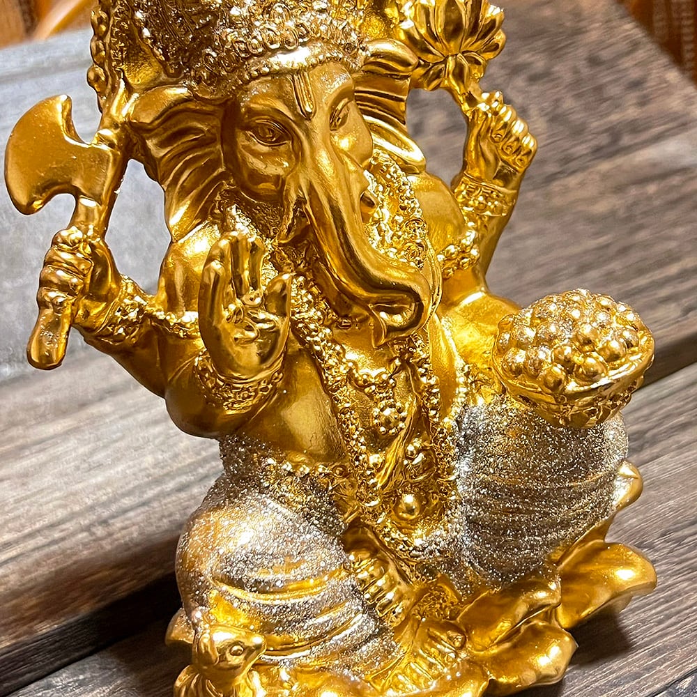 再入荷】ガネーシャ神像 幸運を呼ぶ！黄金に輝くガネーシャ像