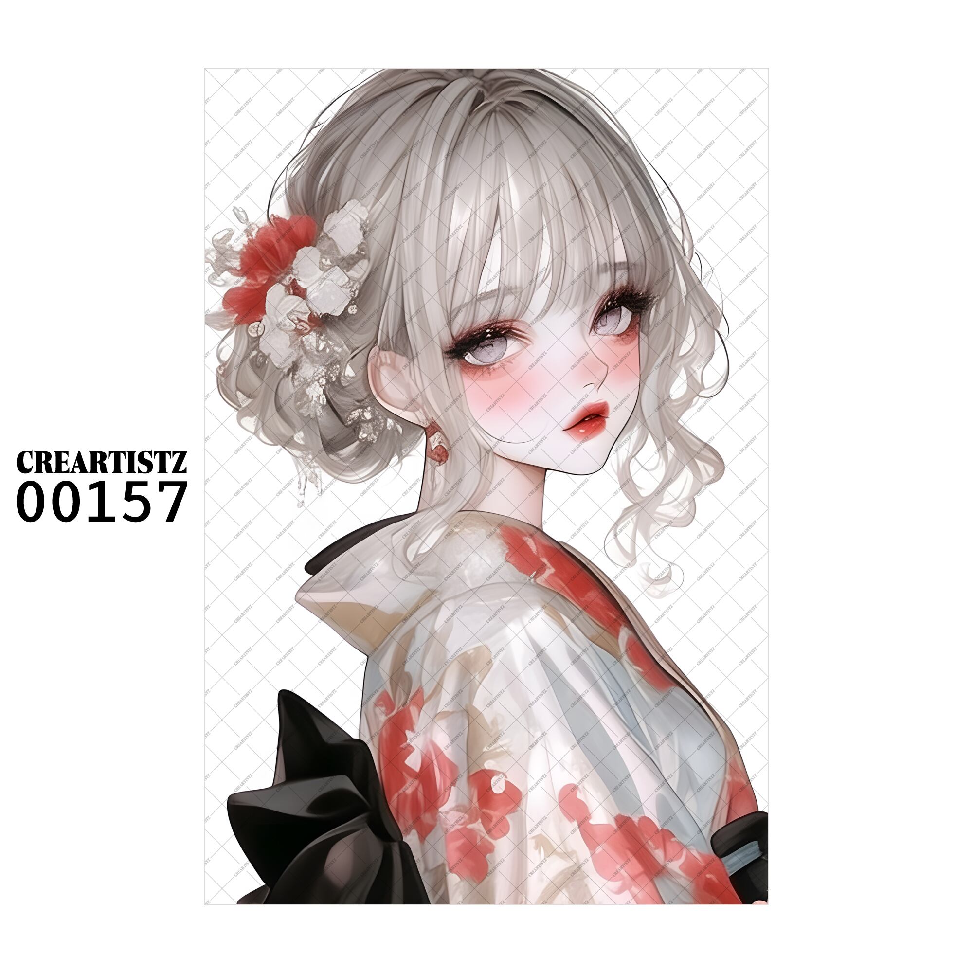 00157 ガール キュート オリジナル ペーパー/ステッカー 4枚セット CREARTISTZ