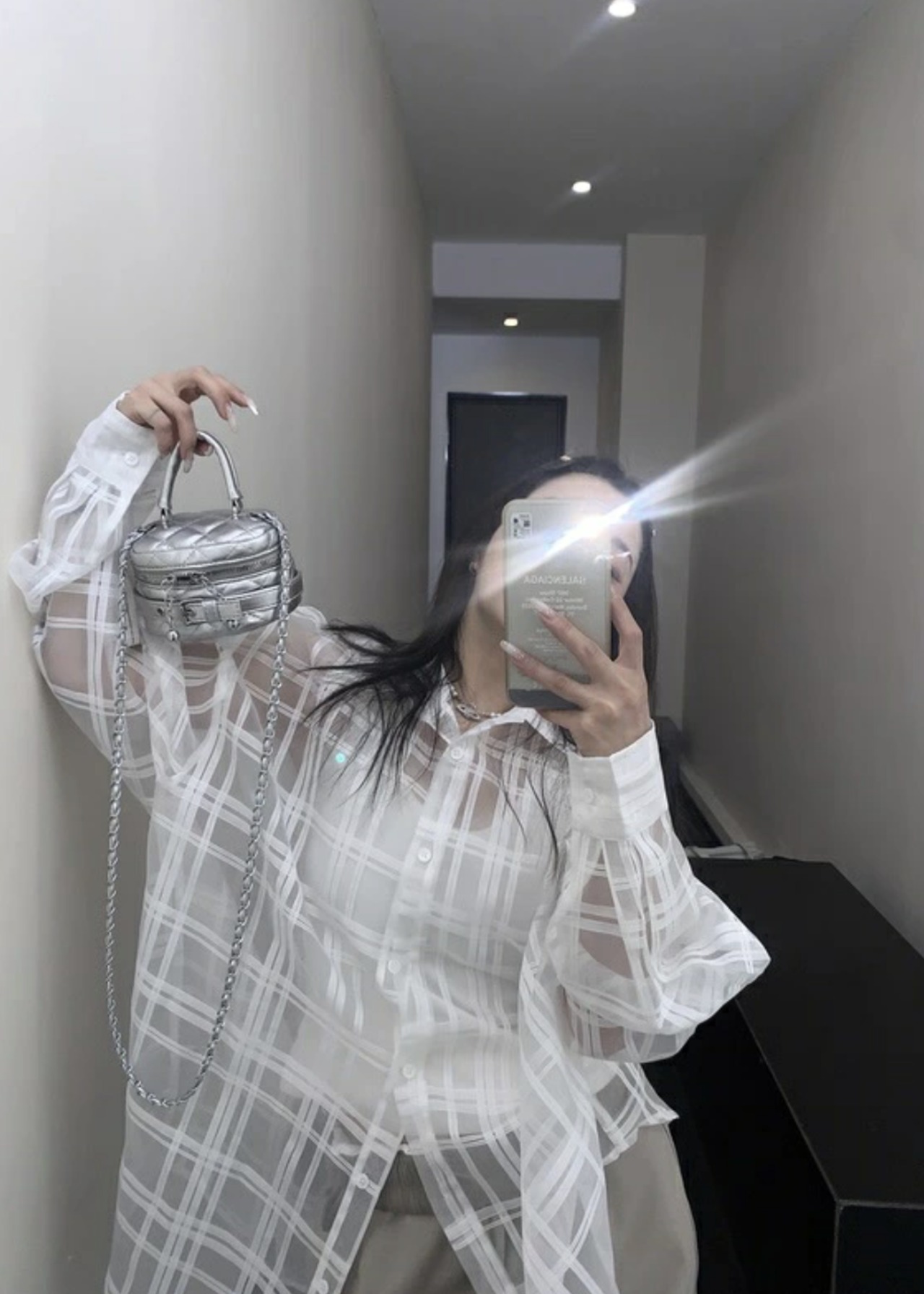 OISIS002 チェック柄メッシュシャツ