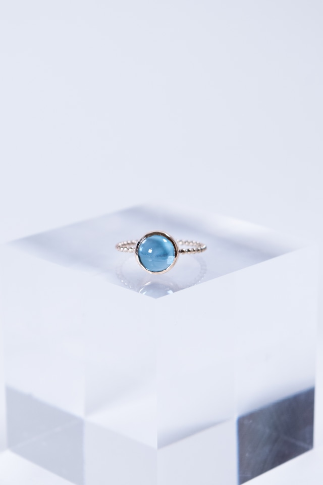 K10 London Blue Topaz Grain Ring(S) 10金ロンドンブルートパーズグレインリング(小粒)