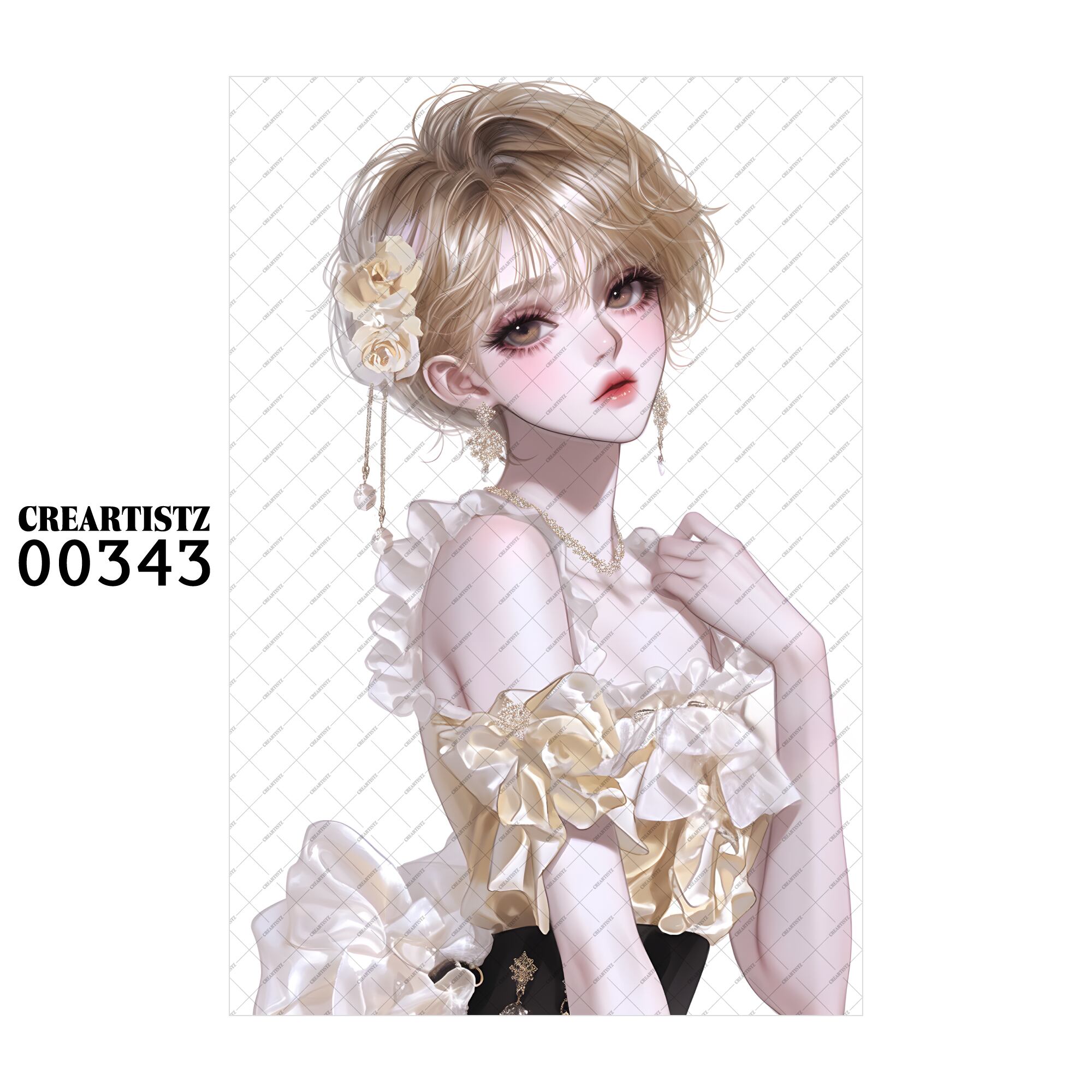 00343 ガール キュート オリジナル ペーパー/ステッカー 4枚セット CREARTISTZ