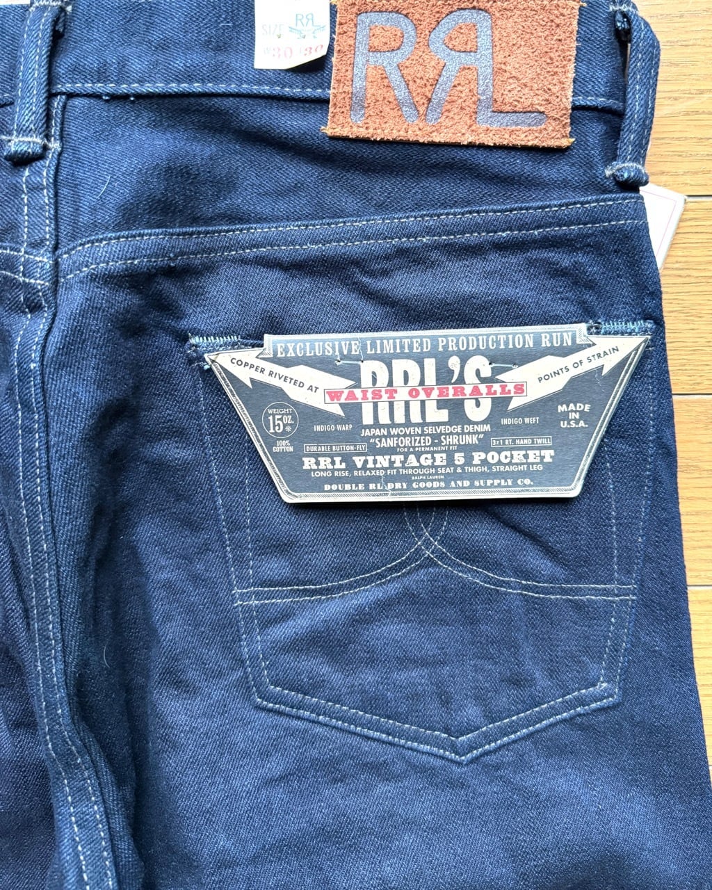 新品 RRL 限定品 アメリカ製 ビンテージ5ポケットデニム W30-L30