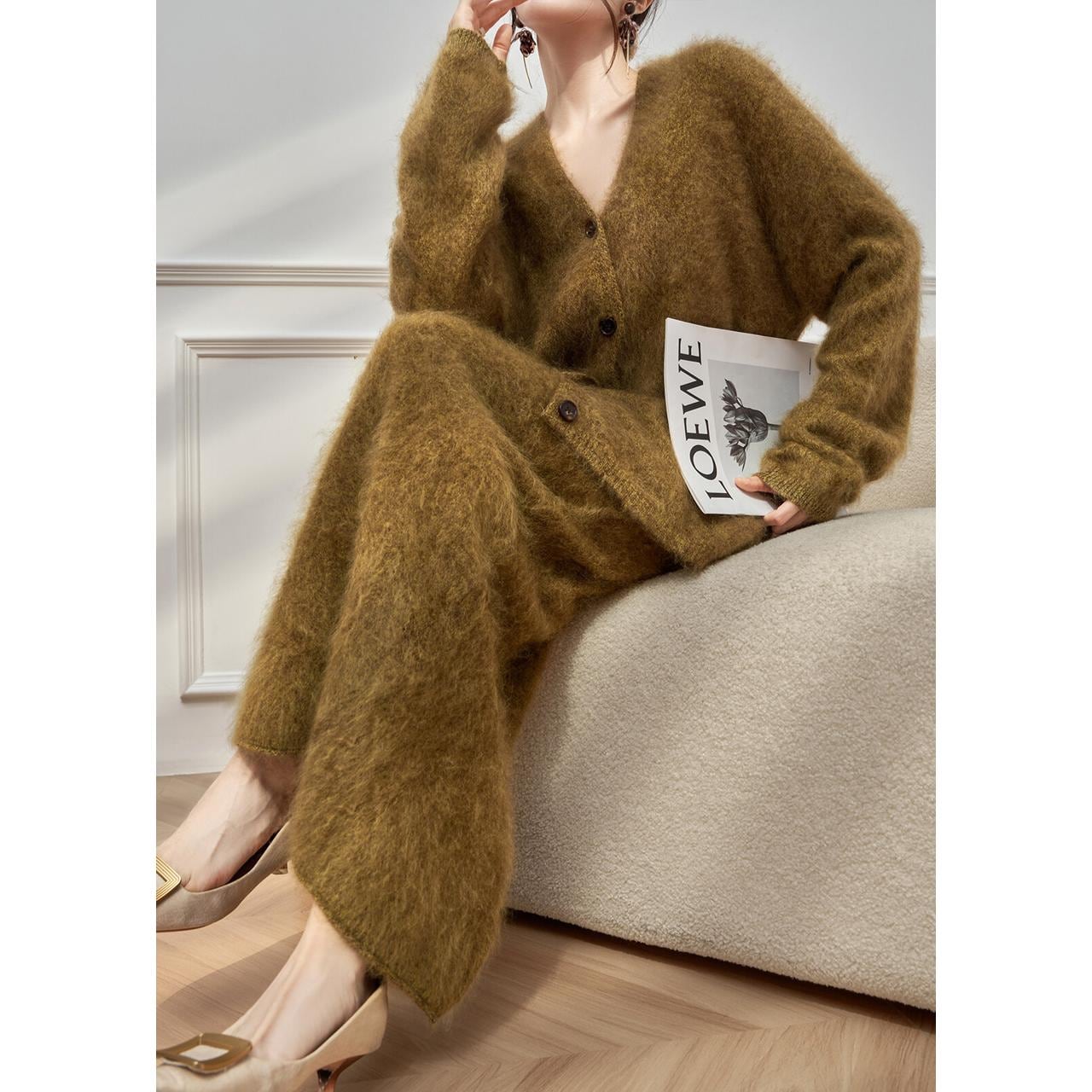 オーバーサイズ ニットカーディガン&スカートセットアップ 2col H11181