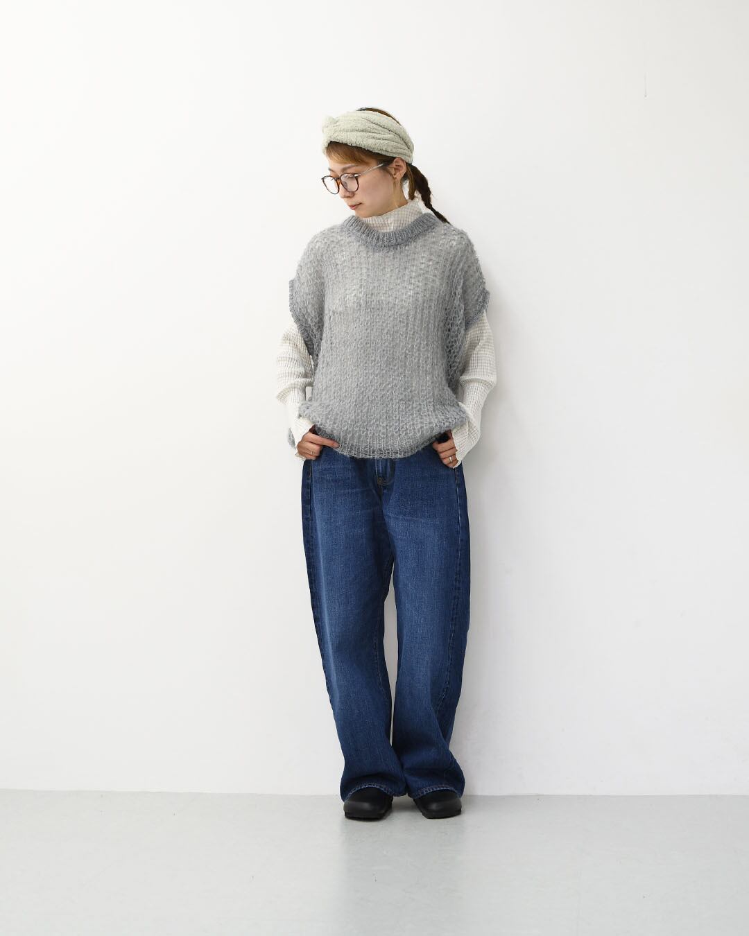 mizuiro ind [ミズイロ インド] hairly cocoon wide vest [3-220085
