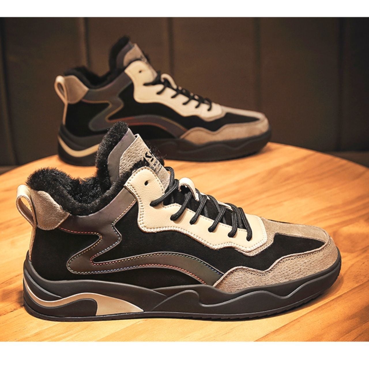 予約販売】ボア スニーカー メンズ ブラック カーキ C953 | Shoes Chou