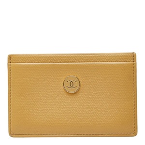シャネル ココマーク カードケース ベージュ レザー レディース CHANEL 中古