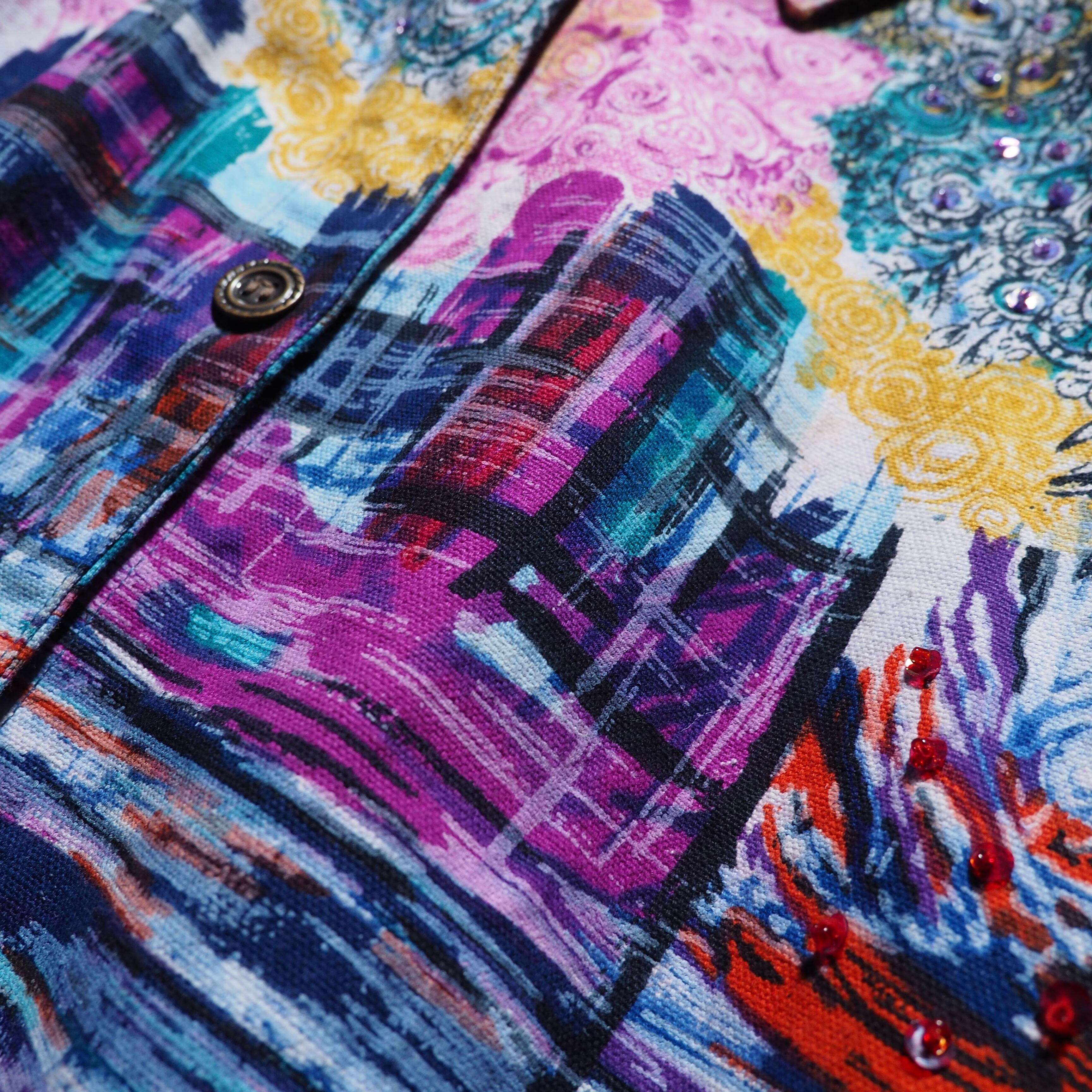 Beautiful Botanical Flower hand painted vintage loose jacket