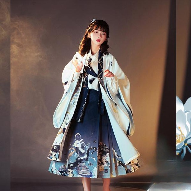 ゴスロリ通販 With U ゴシック ロリィタ ラップスカート 漢服 チャイナ服 レトロ 総柄 ウエストベルト 紐 ゴスロリ服 ストリート系