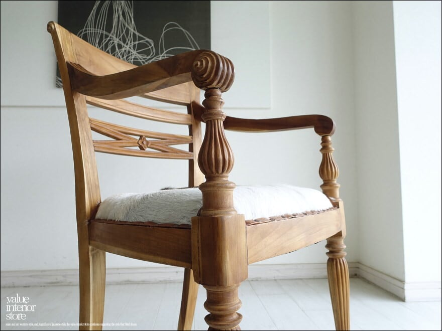 チーク レザー ダイニングチェア 革張り アンティーク チーク 北欧 アンティーク 椅子 ダイニング『ラセムチェアS2脚セット