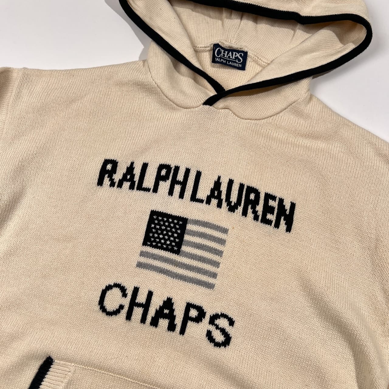 CHAPS RALPH LAUREN チャップス ラルフローレン BIGロゴ コットンニット パーカー サイズ S /ビンテージ/日登美