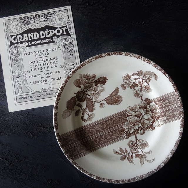 【 Épuisé 】Émile bourgeois / Le Grand Dépôt  décor 《Fleurs de pommier》assiette plate (A)