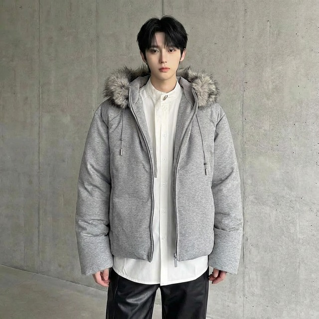 ファー付きフード ボリュームパファーブルゾン 2カラー D12128