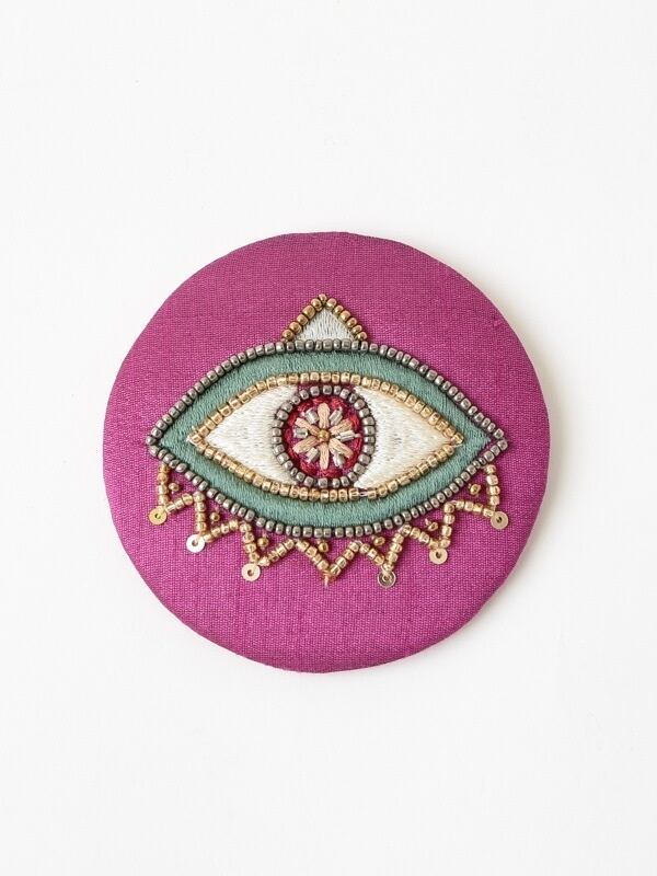 イーブルアイビーズ刺繍 ハンドミラー パープル