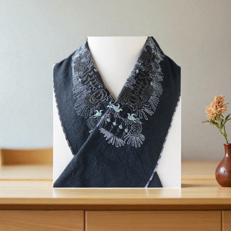 刺繍半衿・牡丹(生成り) | 富士商会