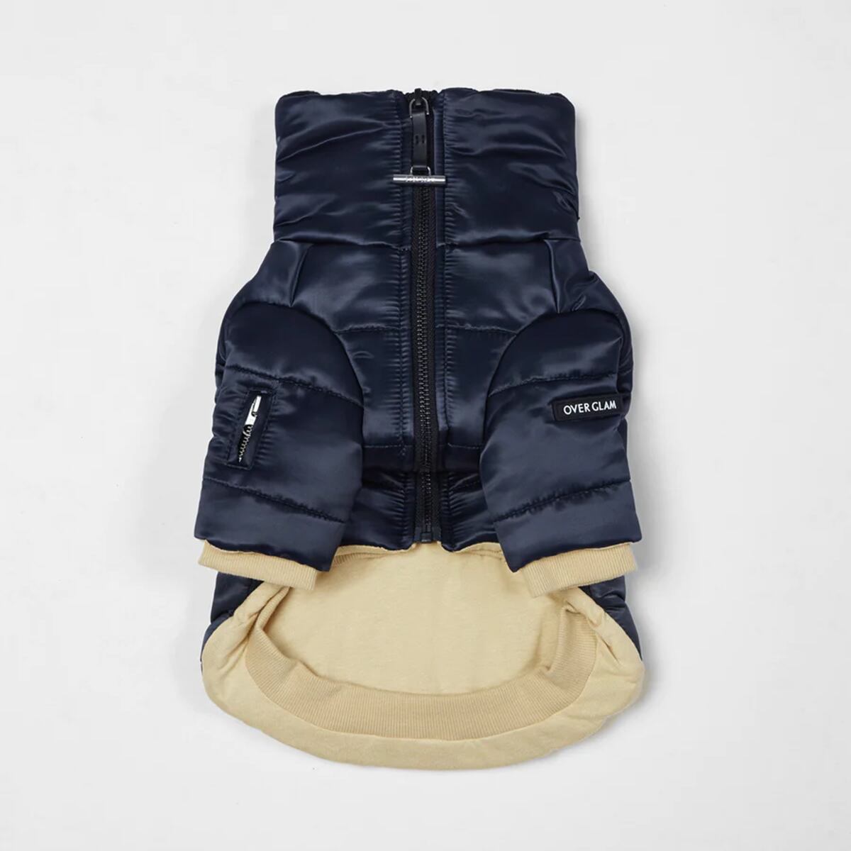 GLOSSY ZIP UP PUFFER SKI JACKET(Navy) / OVER GLAM