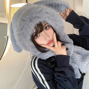 ウサミミ ボアハット レディース 秋冬 ボア 韓国 うさ耳 帽子 大人 かわいい おしゃれ マフラー付き ふわふわ もこもこ 防寒 保温 暖かい ファーハット 小顔 大人可愛い 大人女子