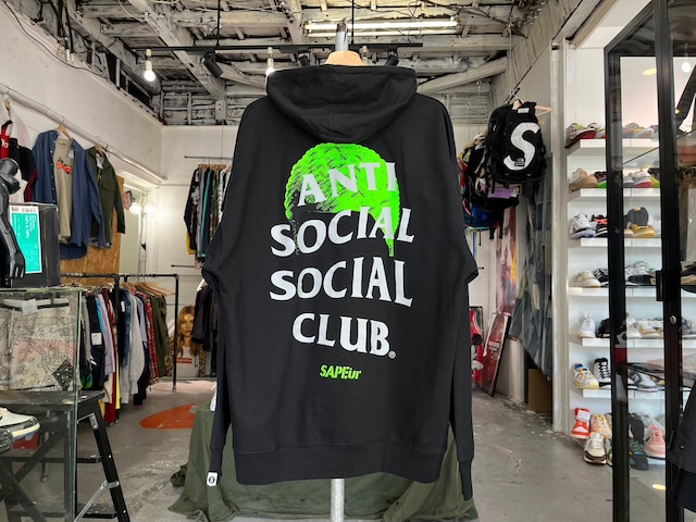 SAPEur × ANTI SOCIAL SOCIAL CLUB HOODIE BLACK XL 31780