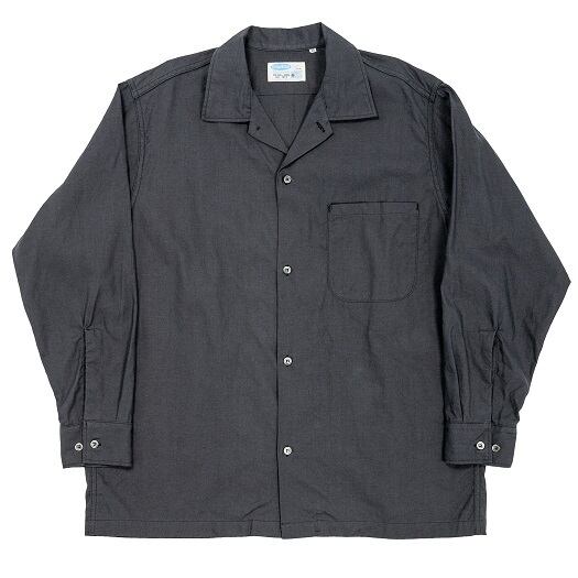 WORKERS(ワーカーズ)~Open Collar Shirt, Charcoarl Linen Cotton~